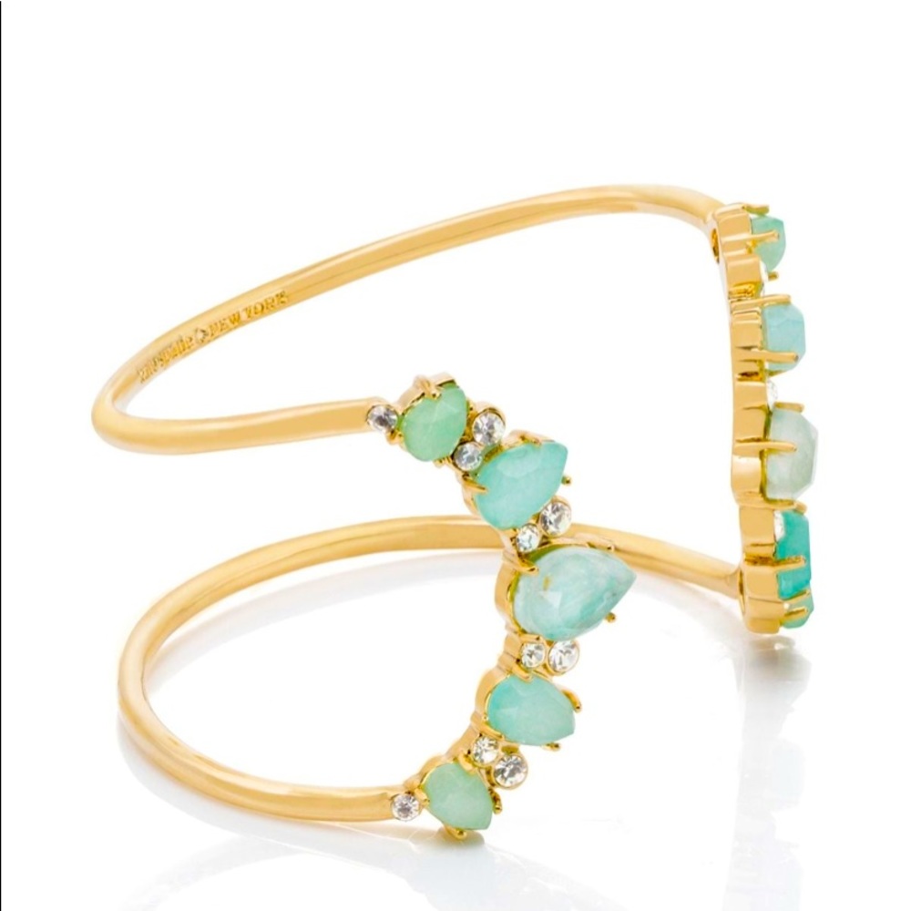 Kate Spade Gold-Tone Aqua Open Cuff Bracelet
